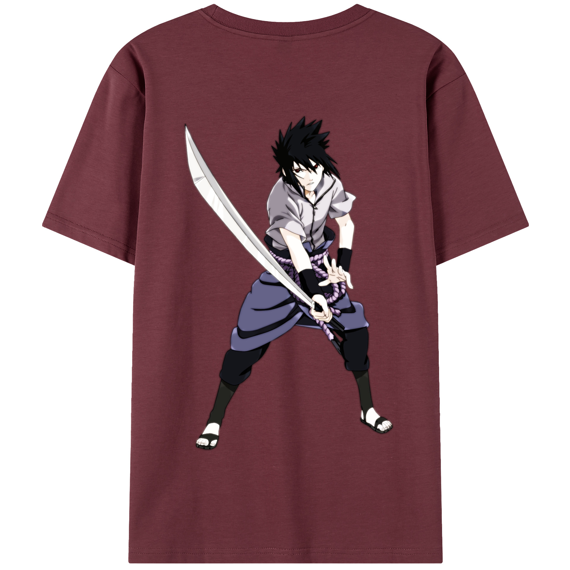 （画像用） NARUTO -ナルト- うちは サスケ Uchiha Sasuke 綿100％半袖Tシャツ（背面プリント）